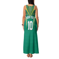 Custom Cook Islands Rugby Family Matching Tank Maxi Dress and Hawaiian Shirt Tatau Art Sport Style Green Color LT03 - Polynesian Pride