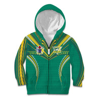 Custom Cook Islands Rugby Kid Hoodie Tatau Art Sport Style Green Color