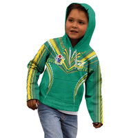 Custom Cook Islands Rugby Kid Hoodie Tatau Art Sport Style Green Color