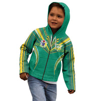 Custom Cook Islands Rugby Kid Hoodie Tatau Art Sport Style Green Color