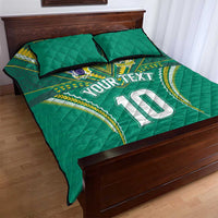 Custom Cook Islands Rugby Quilt Bed Set Tatau Art Sport Style Green Color