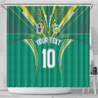 Custom Cook Islands Rugby Shower Curtain Tatau Art Sport Style Green Color