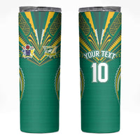 Custom Cook Islands Rugby Skinny Tumbler Tatau Art Sport Style Green Color LT03 Green - Polynesian Pride