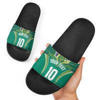 Custom Cook Islands Rugby Slide Sandals Tatau Art Sport Style Green Color