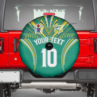 Custom Cook Islands Rugby Spare Tire Cover Tatau Art Sport Style Green Color