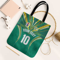 Custom Cook Islands Rugby Tote Bag Tatau Art Sport Style Green Color