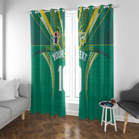 Custom Cook Islands Rugby Window Curtain Tatau Art Sport Style Green Color