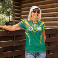 Custom Cook Islands Rugby Women Polo Shirt Tatau Art Sport Style Green Color LT03 - Polynesian Pride
