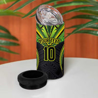 Custom Cook Islands Rugby 4 in 1 Can Cooler Tumbler Tatau Art Sport Style Black Color