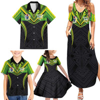 Custom Cook Islands Rugby Family Matching Summer Maxi Dress and Hawaiian Shirt Tatau Art Sport Style Black Color LT03 - Polynesian Pride