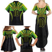 Custom Cook Islands Rugby Family Matching Summer Maxi Dress and Hawaiian Shirt Tatau Art Sport Style Black Color LT03 - Polynesian Pride