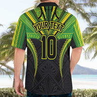 Custom Cook Islands Rugby Hawaiian Shirt Tatau Art Sport Style Black Color