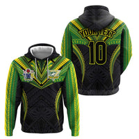 Custom Cook Islands Rugby Hoodie Tatau Art Sport Style Black Color