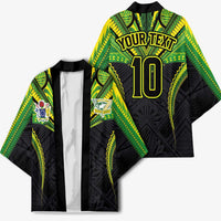 Custom Cook Islands Rugby Kimono Tatau Art Sport Style Black Color