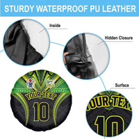Custom Cook Islands Rugby Spare Tire Cover Tatau Art Sport Style Black Color