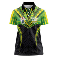 Custom Cook Islands Rugby Women Polo Shirt Tatau Art Sport Style Black Color