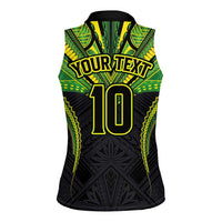 Custom Cook Islands Rugby Women Sleeveless Polo Shirt Tatau Art Sport Style Black Color LT03 - Polynesian Pride
