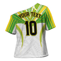 Custom Cook Islands Rugby Cross Shoulder Shirt Tatau Art Sport Style White Color