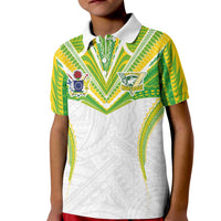 Custom Cook Islands Rugby Kid Polo Shirt Tatau Art Sport Style White Color