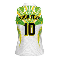 Custom Cook Islands Rugby Women Sleeveless Polo Shirt Tatau Art Sport Style White Color LT03 - Polynesian Pride