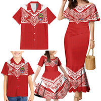 Custom Tonga Rugby Family Matching Mermaid Dress and Hawaiian Shirt Ngatu Motifs and Pacific Patterns
