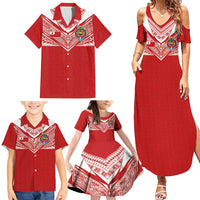 Custom Tonga Rugby Family Matching Summer Maxi Dress and Hawaiian Shirt Ngatu Motifs and Pacific Patterns