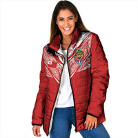 Custom Tonga Rugby Padded Jacket Ngatu Motifs and Pacific Patterns