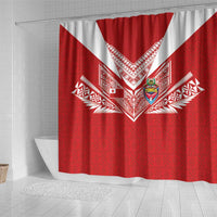 Tonga Rugby Shower Curtain Ngatu Motifs and Pacific Patterns