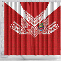 Tonga Rugby Shower Curtain Ngatu Motifs and Pacific Patterns