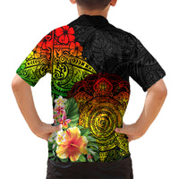 Polynesia Victory Day Kid Hawaiian Shirt Tribal Turtle and Hibiscus LT03 - Polynesian Pride