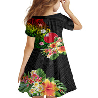 Wallis and Futuna Victory Day Family Matching Off Shoulder Long Sleeve Dress and Hawaiian Shirt Tribal Polynesian Tattoo and Hibiscus Flower LT03 - Polynesian Pride