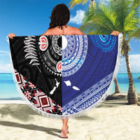 Samoa and Aotearoa Together Beach Blanket Tatau Art Tattoos-Taniko and Maori with Fern
