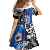 Samoa and Aotearoa Together Family Matching Off Shoulder Maxi Dress and Hawaiian Shirt Tatau Art Tattoos-Taniko and Maori with Fern LT03 - Polynesian Pride