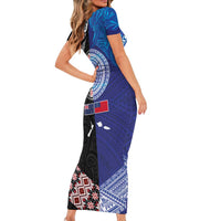 Samoa and Aotearoa Together Family Matching Short Sleeve Bodycon Dress and Hawaiian Shirt Tatau Art Tattoos-Taniko and Maori with Fern LT03 - Polynesian Pride
