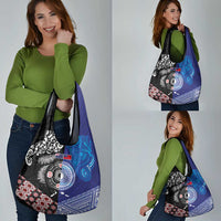 Samoa and Aotearoa Together Grocery Bag Tatau Art Tattoos-Taniko and Maori with Fern