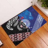 Samoa and Aotearoa Together Rubber Doormat Tatau Art Tattoos-Taniko and Maori with Fern