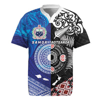 Samoa and Aotearoa Together Rugby Jersey Tatau Art Tattoos-Taniko and Maori with Fern