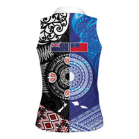 Samoa and Aotearoa Together Women Sleeveless Polo Shirt Tatau Art Tattoos-Taniko and Maori with Fern
