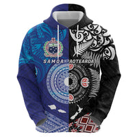 Samoa and Aotearoa Together Zip Hoodie Tatau Art Tattoos-Taniko and Maori with Fern