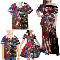 Hawaii and United States Memorial Day Family Matching Off Shoulder Maxi Dress and Hawaiian Shirt Honor and Remember The Fallen LT03 - Polynesian Pride