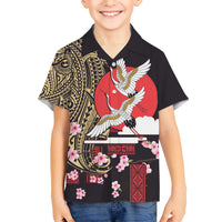 Japanese Culture and Hawaiian Tribal Hawaiian Shirt Sakura Blossom Tapa Pattern LT03 - Polynesian Pride
