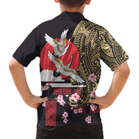 Japanese Culture and Hawaiian Tribal Hawaiian Shirt Sakura Blossom Tapa Pattern LT03 - Polynesian Pride