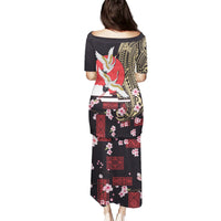 Japanese Culture and Hawaiian Tribal Puletasi Sakura Blossom Tapa Pattern LT03 - Polynesian Pride