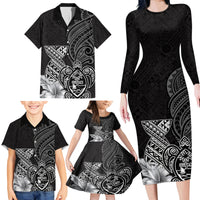 Guam Latte Stone Chamorro Culture Family Matching Long Sleeve Bodycon Dress and Hawaiian Shirt Tapa Pattern LT03 - Polynesian Pride