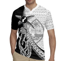 Guam Fish Hook and Palm Tree Rugby Jersey Polynesian Pattern Half Style