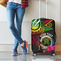 Personalised Vanuatu 44th Anniversary Luggage Cover Boars Tusk and Melanesian Warrior Indipendens Dei