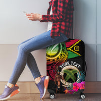 Personalised Vanuatu 44th Anniversary Luggage Cover Boars Tusk and Melanesian Warrior Indipendens Dei