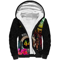 Personalised Vanuatu 44th Anniversary Sherpa Hoodie Boars Tusk and Melanesian Warrior Indipendens Dei LT03 Unisex Black - Polynesian Pride