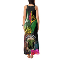 Personalised Vanuatu 44th Anniversary Tank Maxi Dress Boars Tusk and Melanesian Warrior Indipendens Dei LT03 - Polynesian Pride