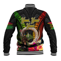 Vanuatu Independence Day Baseball Jacket Boars Tusk and Melanesian Warrior Indipendens Dei